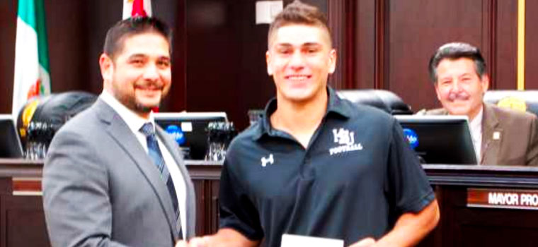 Vela Family donates scholarship to local High School Football standout